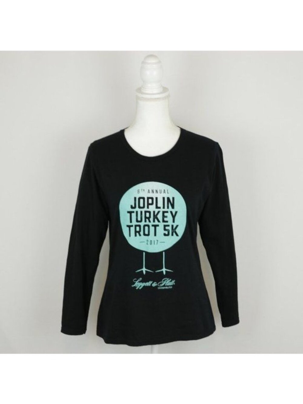 Anvil Joplin 5K Women's Medium Black Green Graphic Crewneck Long Sleeve Tee